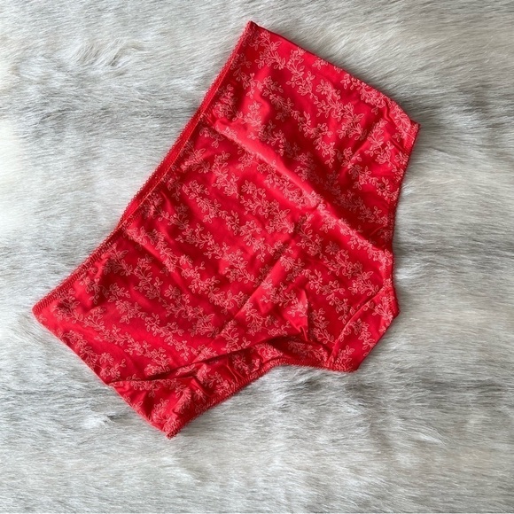 New ELOMI Nina Red Floral Stretch XXL Full Coverage Panties Briefs Underwear Bow - Picture 4 of 8